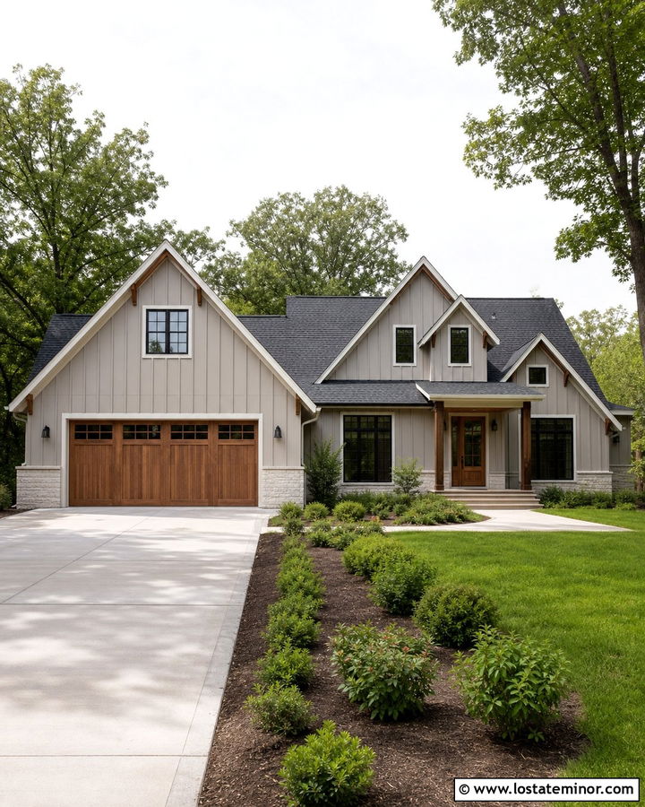 Sand House With Wood Garage Gable - 30 Sand House Design With Gables Ideas