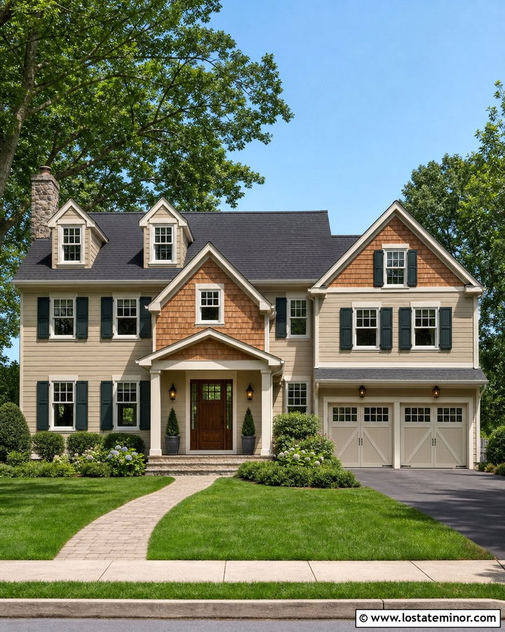 Sand Lap Siding With Cedar Shakes - 30 Sand House Design With Cedar Shake Ideas