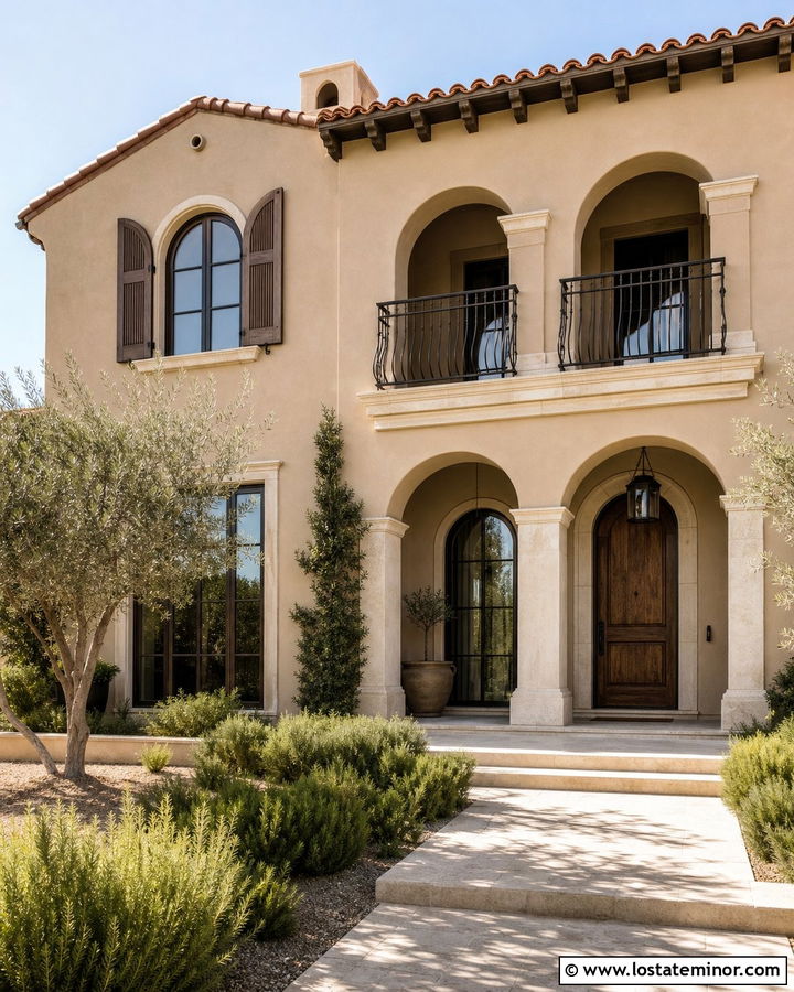 Sand Loggia With Arched Railings - 30 Sand House Design With Railings Ideas