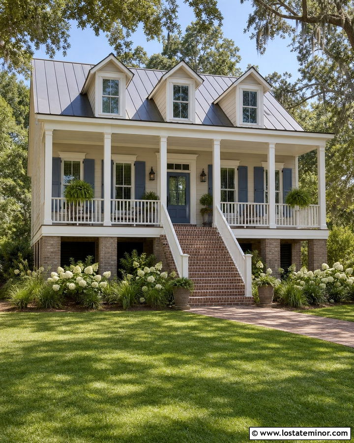 Sand Low Country House With Brick Steps - 30 Sand House Design With Brick Accents Ideas