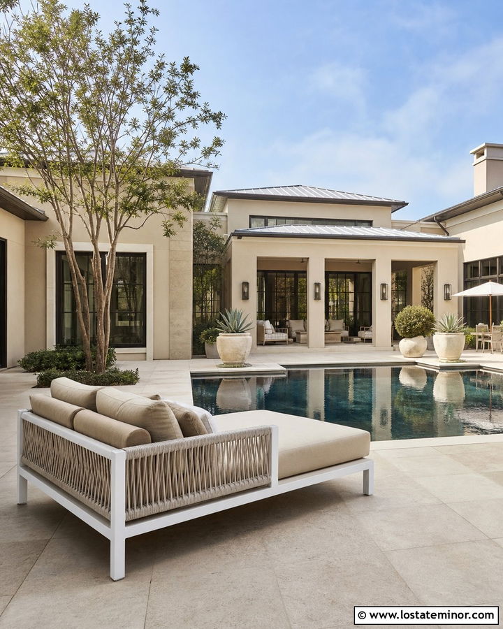 Sand Luxury House With Poolside Daybed - 30 Sand House Design With Daybed Ideas