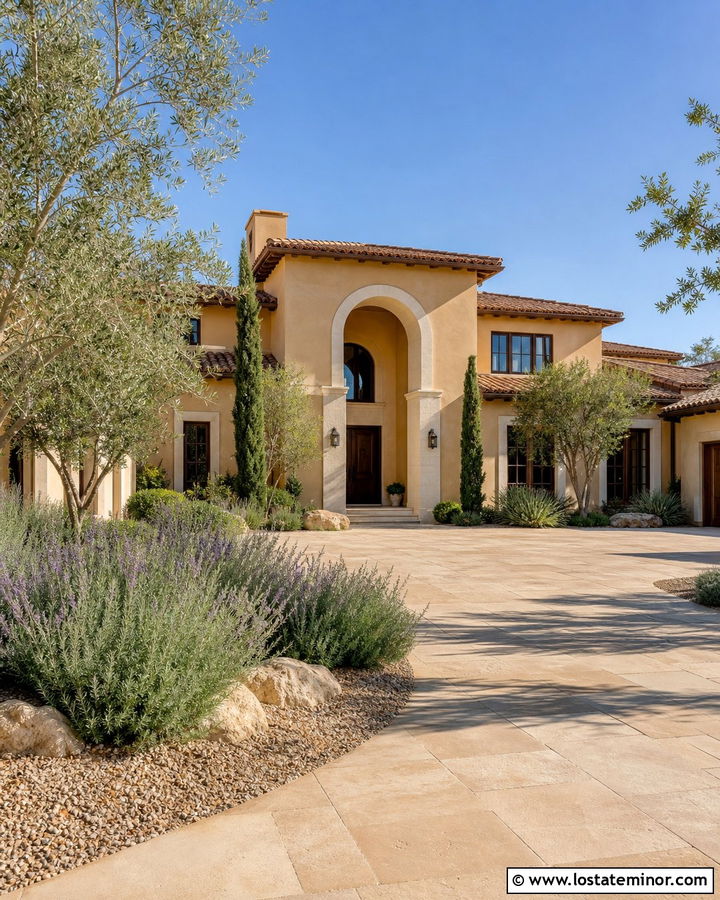 Sand Mediterranean House With Arched Portico - 30 Sand House Design With Portico Ideas