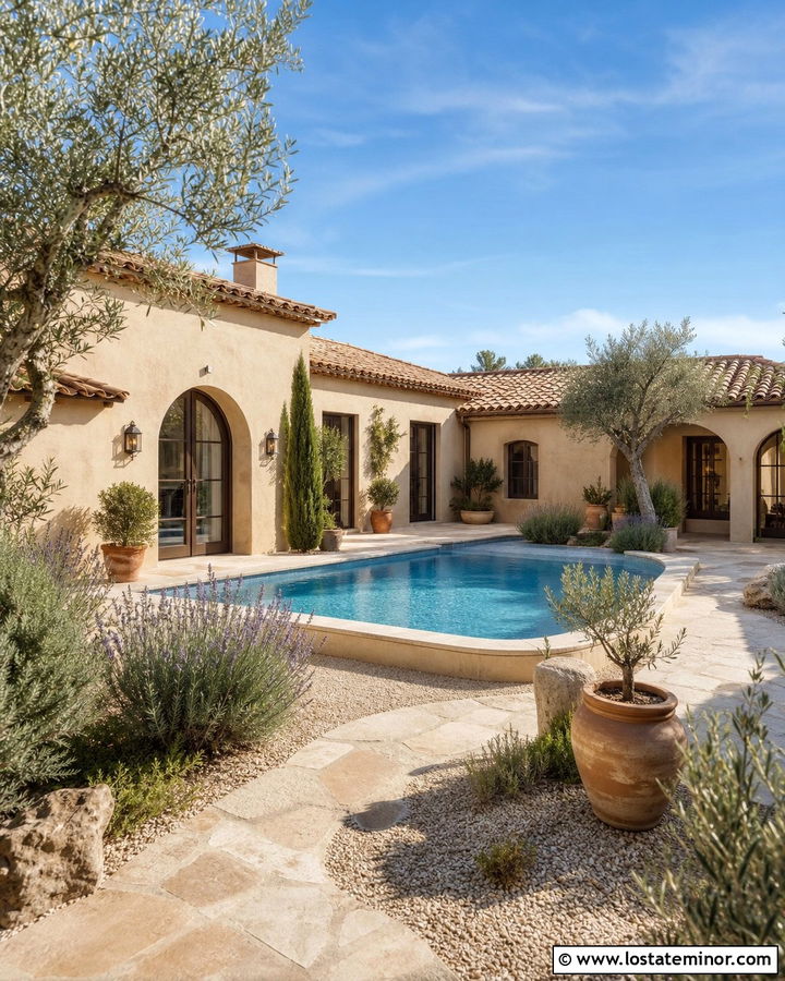 Sand Mediterranean House With Courtyard Pool - 30 Sand House Design With Swimming Pool Ideas