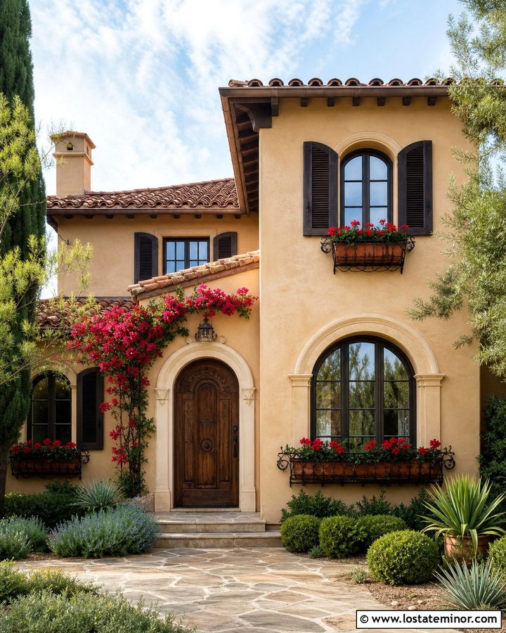 Sand Mediterranean House With Iron Window Boxes - 30 Sand House Design With Window Boxes Ideas