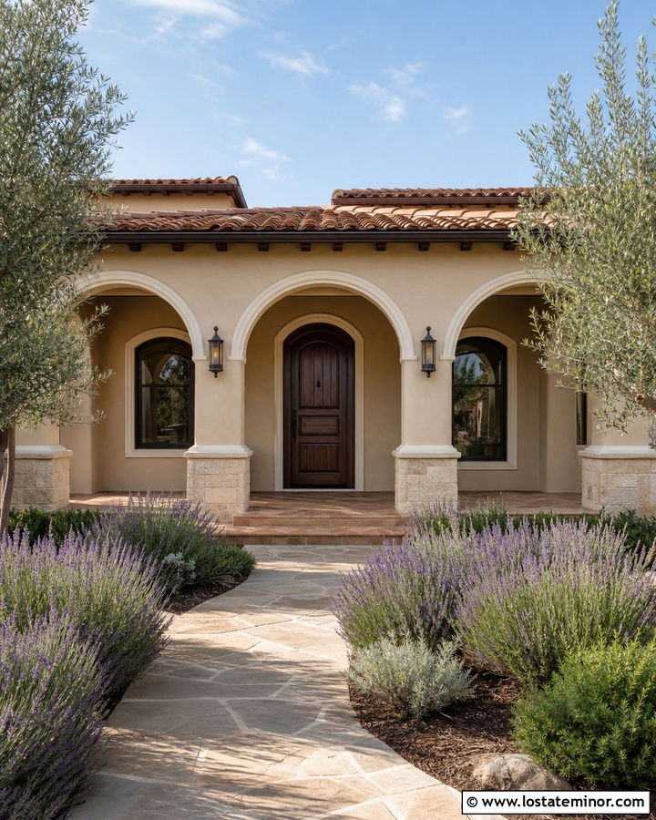 Sand Mediterranean House With Stucco Porch Columns - 30 Sand House Design With Porch Columns Ideas