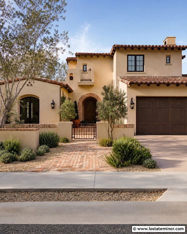Sand Mediterranean House With Terracotta Brick - 30 Sand House Design With Brick Accents Ideas