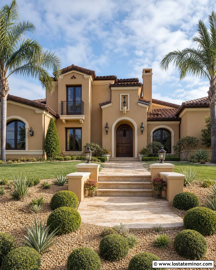 Sand Mediterranean House With Tile Dormers - 30 Sand House Design With Dormers Ideas