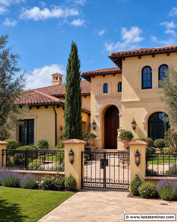 Sand Mediterranean House With Wrought Iron Fence - 30 Sand House Design With Fence Ideas