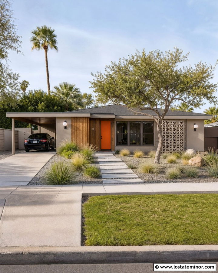 Sand Mid Century House With Globe Sconces - 30 Sand House Design With Light Fixtures Ideas