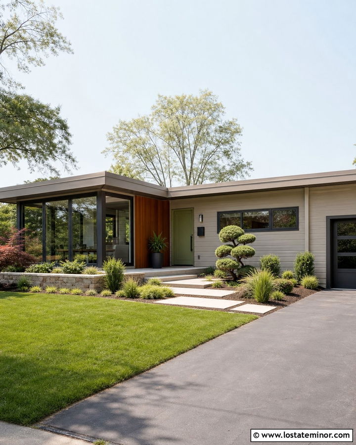 Sand Midcentury House With Flat Roof Sunroom - 30 Sand House Design With Sunroom Ideas
