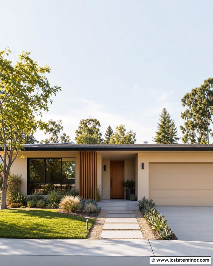 Sand Midcentury House With Open Front Porch - 30 Sand House Design With Front Porch Ideas