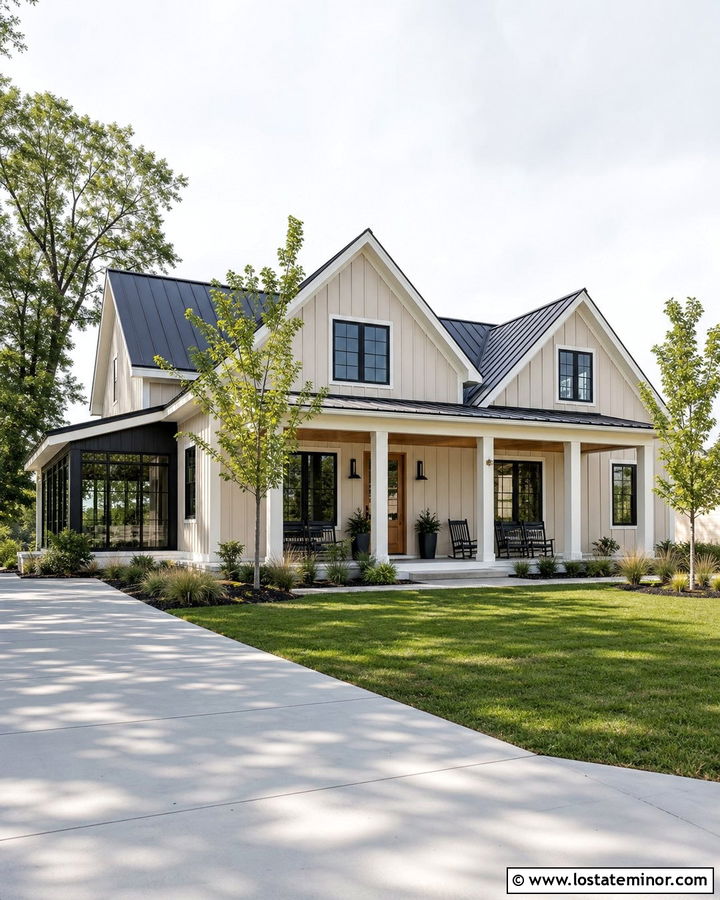 Sand Modern Farmhouse With Black Sunroom - 30 Sand House Design With Sunroom Ideas