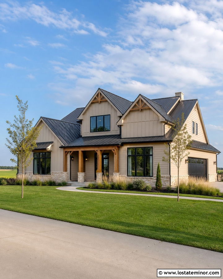 Sand Modern Farmhouse With Cross Gables - 30 Sand House Design With Gables Ideas
