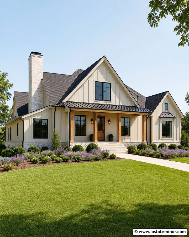 Sand Modern Farmhouse With Whitewashed Brick - 30 Sand House Design With Brick Accents Ideas