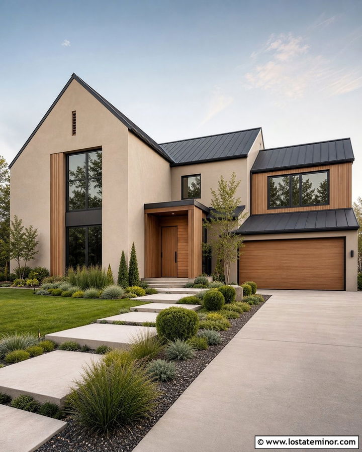 Sand Modern House With Asymmetrical Gables - 30 Sand House Design With Gables Ideas