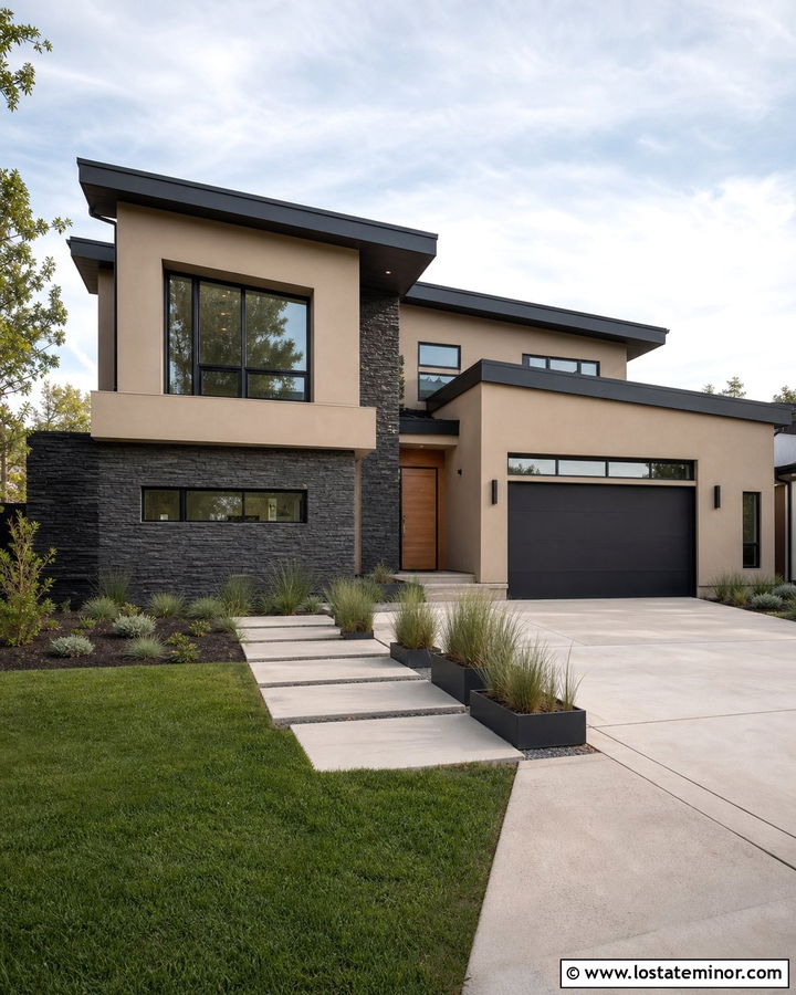Sand Modern House With Asymmetrical Wainscoting - 30 Sand House Design With Wainscoting Ideas