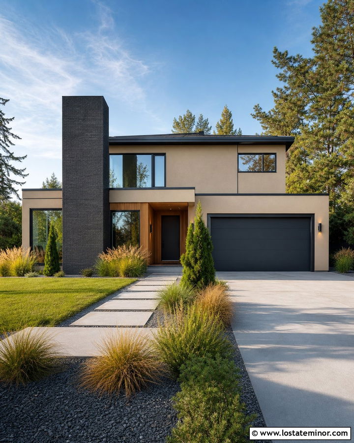 Sand Modern House With Black Chimney - 30 Sand House Design With Chimney Ideas