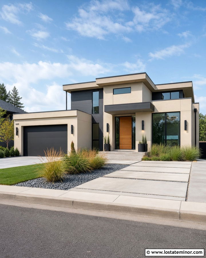 Sand Modern House With Up And Down Lights - 30 Sand House Design With Light Fixtures Ideas