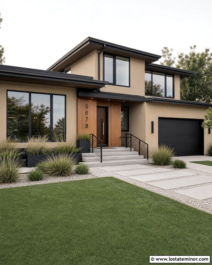 Sand Modern House With Vertical Numbers - 30 Sand House Design With House Numbers Ideas