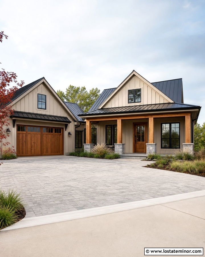 Sand Modern Rustic House With Cedar And Stone Columns - 30 Sand House Design With Porch Columns Ideas
