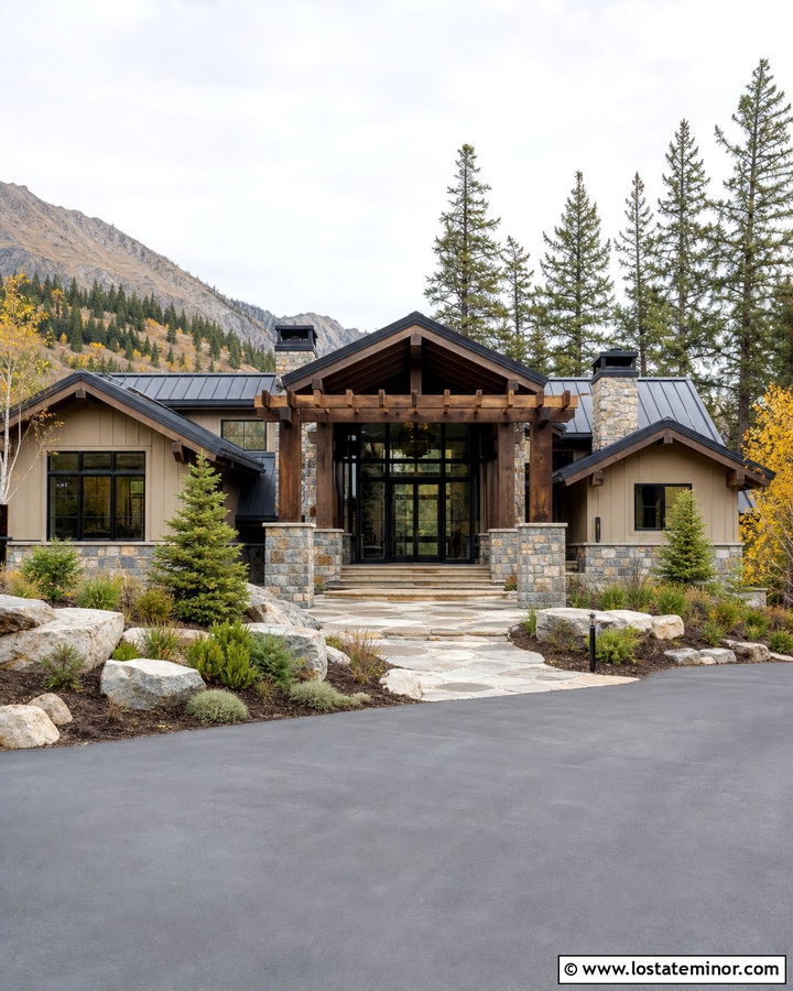 Sand Mountain House With Heavy Timber Pergola - 30 Sand House Design With Pergola Ideas