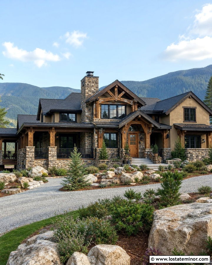 Sand Mountain House With Rustic Stone - 30 Sand House Design With Stone Accents Ideas