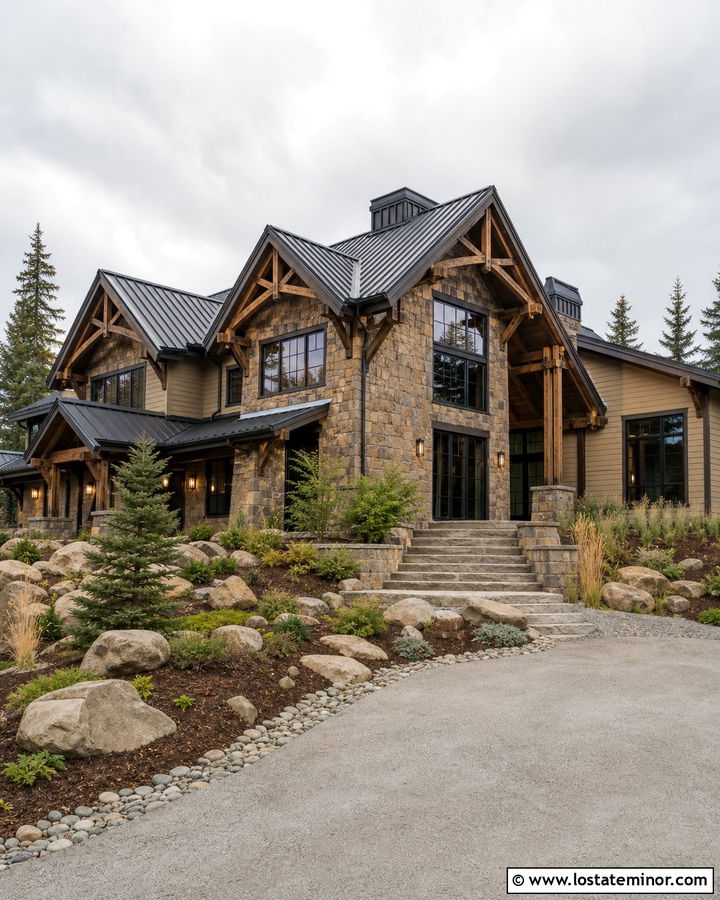 Sand Mountain House With Stone Gables - 30 Sand House Design With Gables Ideas