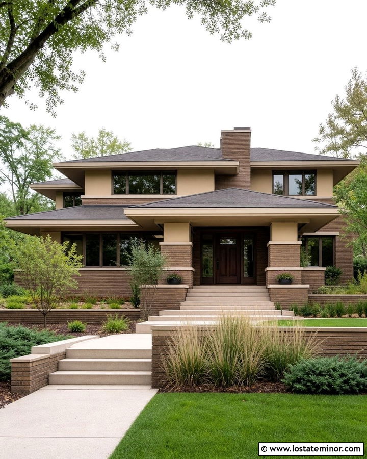 Sand Prairie House With Horizontal Brick - 30 Sand House Design With Brick Accents Ideas