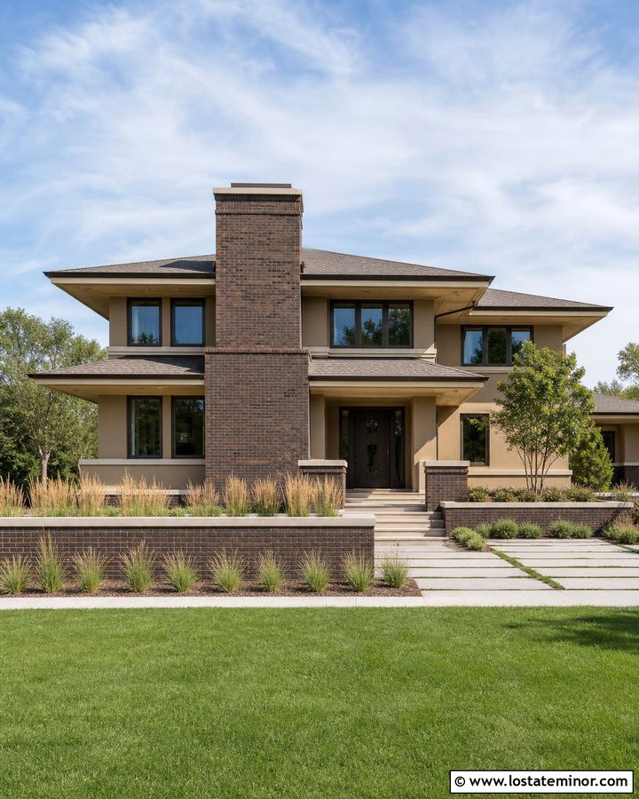 Sand Prairie House With Horizontal Chimney - 30 Sand House Design With Chimney Ideas