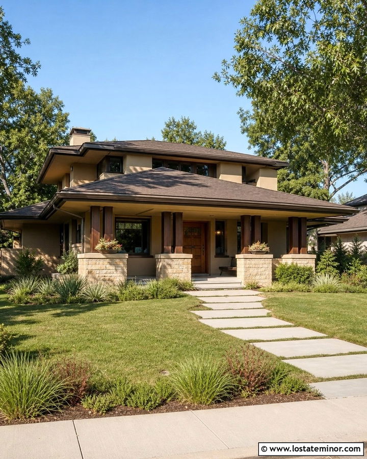 Sand Prairie House With Masonry Porch Columns - 30 Sand House Design With Porch Columns Ideas