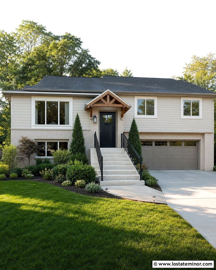 Sand Raised Ranch With Limewashed Brick - 30 Sand House Design With Brick Accents Ideas