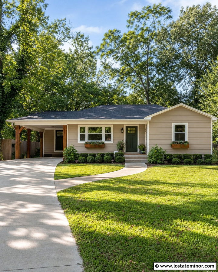 Sand Ranch House With Attached Carport - 30 Sand House Design With Carport Ideas
