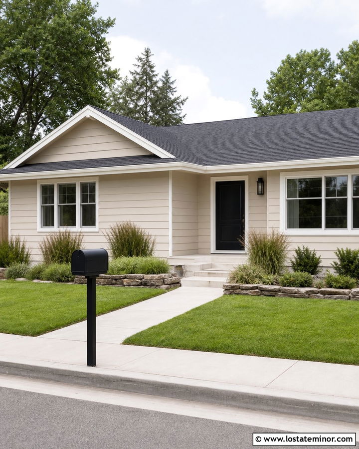 Sand Ranch House With Black Mailbox - 30 Sand House Design With Mailbox Ideas