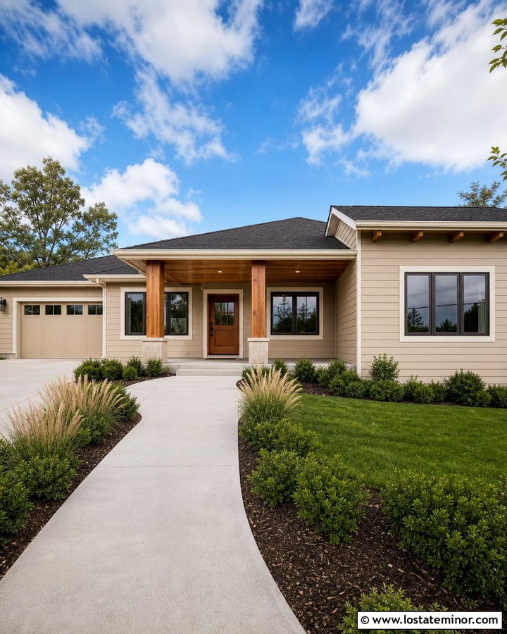 Sand Ranch House With Cedar Porch Columns - 30 Sand House Design With Porch Columns Ideas