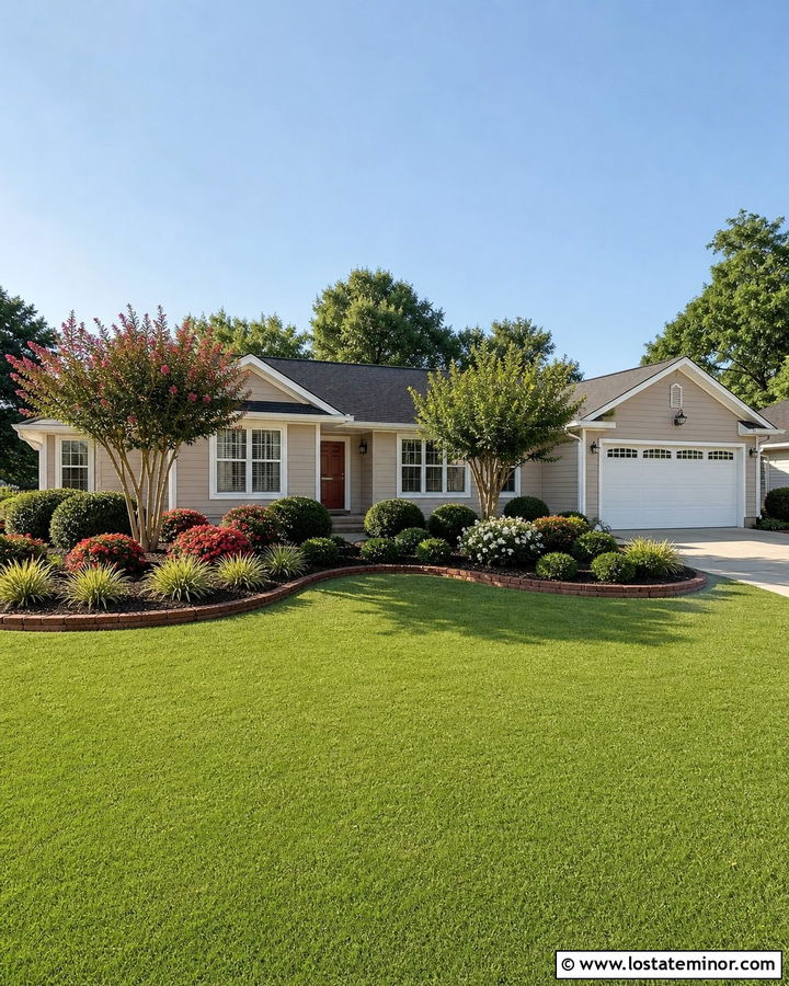 Sand Ranch House With Curved Foundation Beds - 30 Sand House Design With Landscaping Ideas