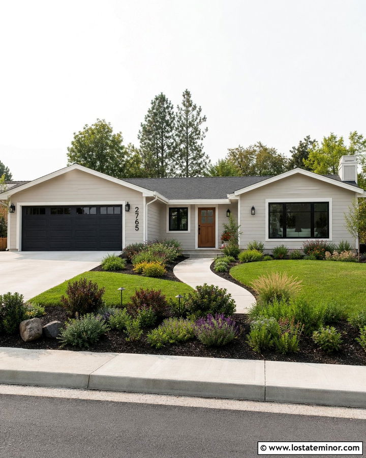 Sand Ranch House With Large Black Numbers - 30 Sand House Design With House Numbers Ideas