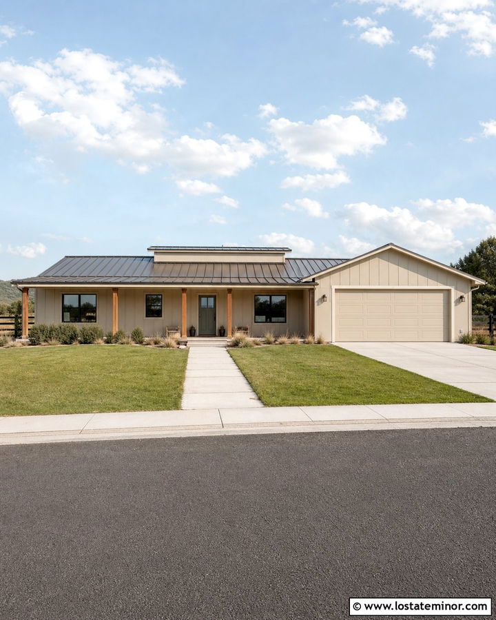 Sand Ranch House With Shed Roof Porch - 30 Sand House Design With Front Porch Ideas