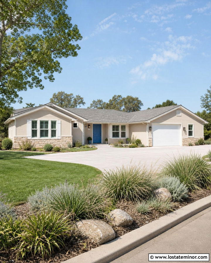 Sand Ranch House With White Shutters - 30 Sand House Design With Shutters Ideas