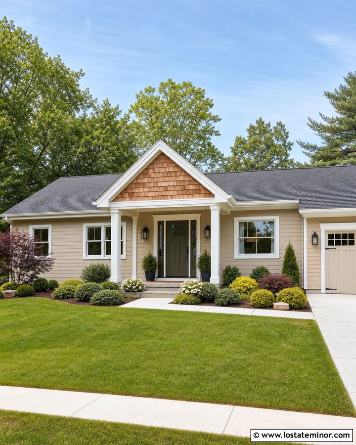 Sand Ranch With Cedar Shake Entry - 30 Sand House Design With Cedar Shake Ideas