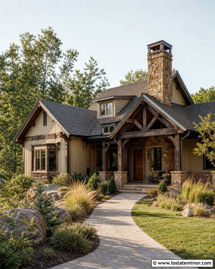 Sand Rustic House With Brown Brick - 30 Sand House Design With Brick Accents Ideas