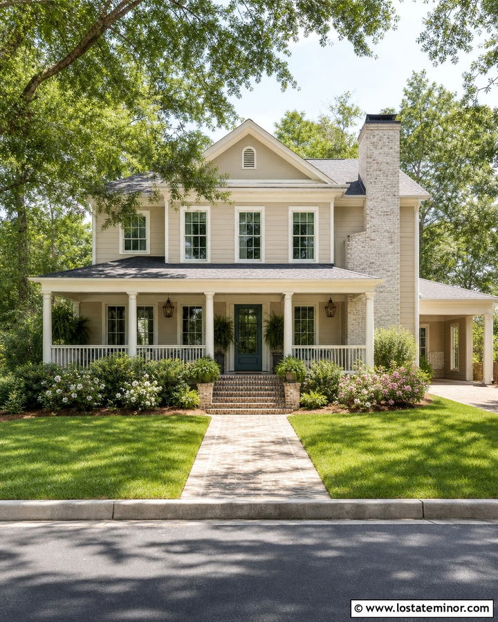Sand Southern House With Whitewashed Chimney - 30 Sand House Design With Chimney Ideas