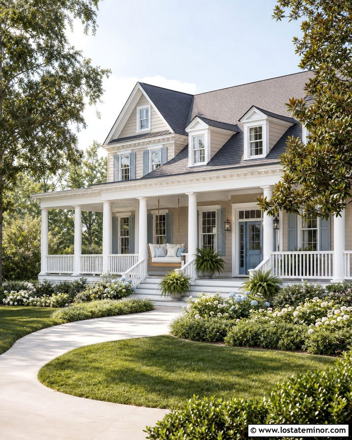 Sand Southern House With Wraparound Porch Daybed - 30 Sand House Design With Daybed Ideas
