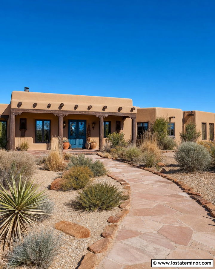 Sand Southwestern House With Viga Pergola - 30 Sand House Design With Pergola Ideas