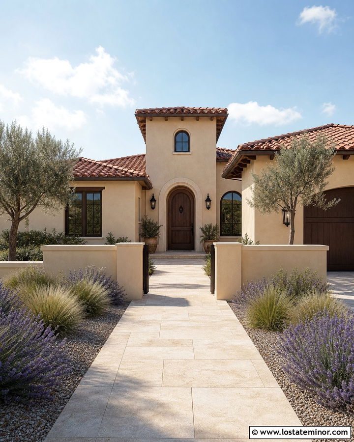 Sand Spanish House With Porcelain Walkway - 30 Sand House Design With Walkway Ideas