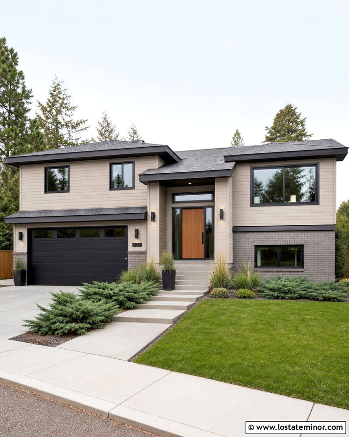 Sand Split Level House With Cylinder Sconces - 30 Sand House Design With Light Fixtures Ideas