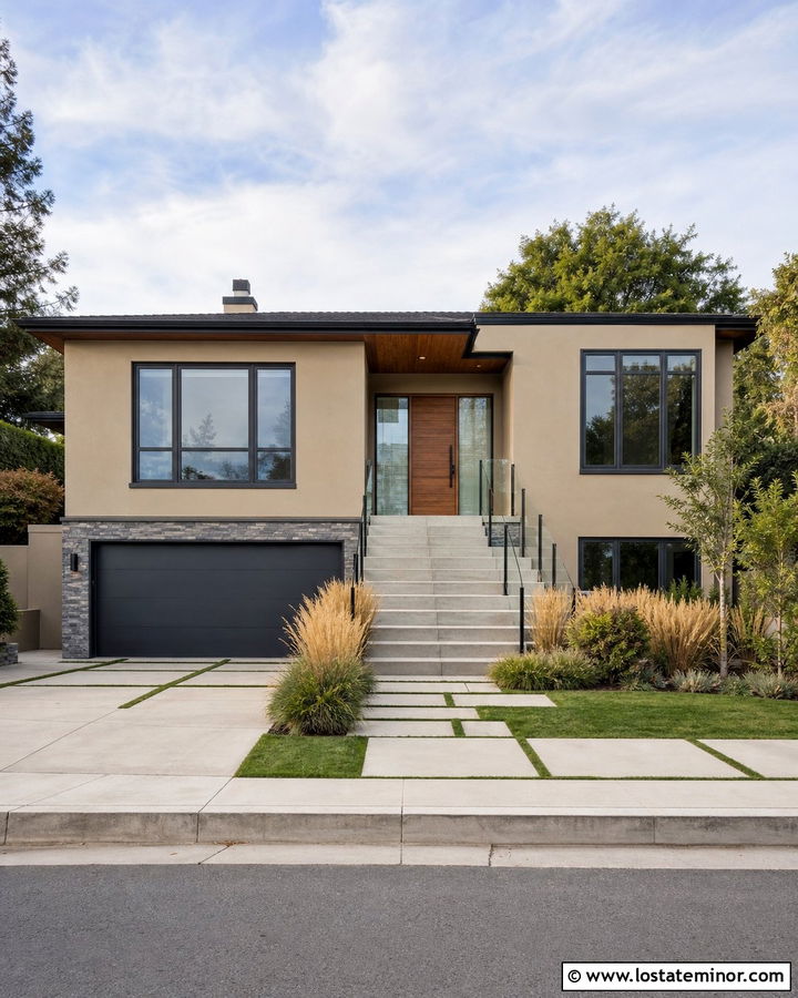 Sand Split Level House With Glass Railings - 30 Sand House Design With Railings Ideas