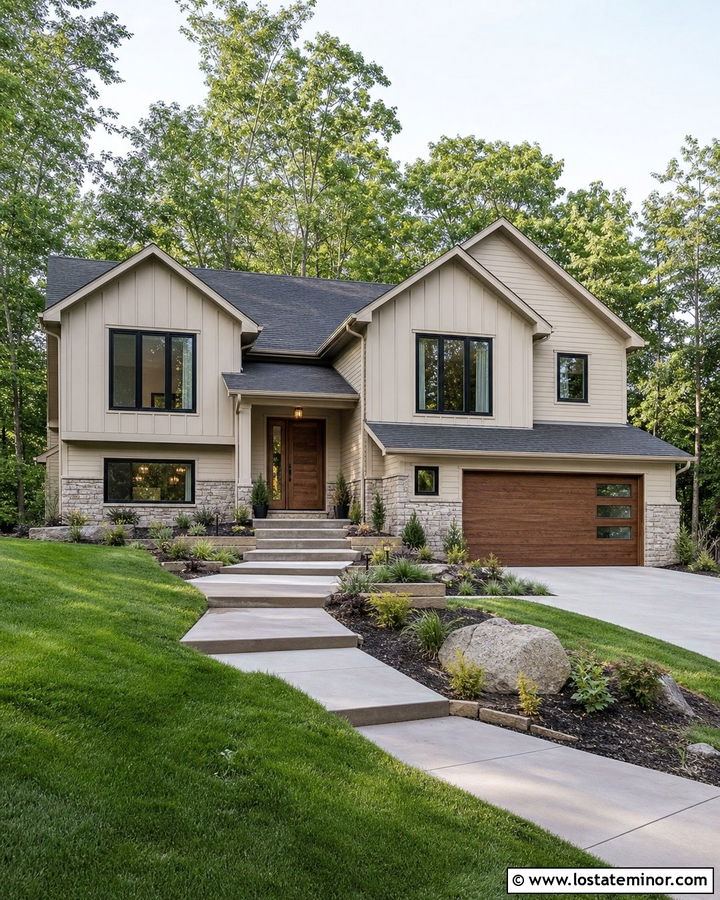 Sand Split Level House With Offset Gables - 30 Sand House Design With Gables Ideas