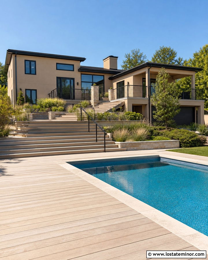 Sand Split Level House With Pool Deck - 30 Sand House Design With Swimming Pool Ideas