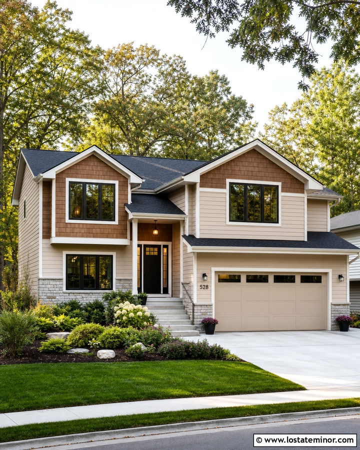 Sand Split Level With Cedar Shake Gables - 30 Sand House Design With Cedar Shake Ideas