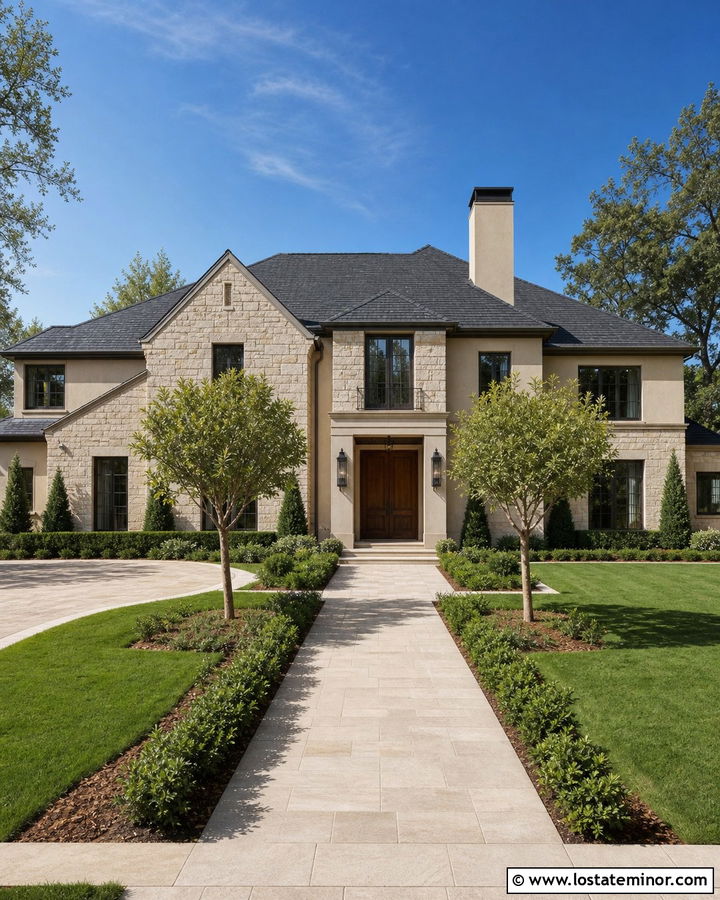 Sand Stone House With Stucco Chimney - 30 Sand House Design With Chimney Ideas